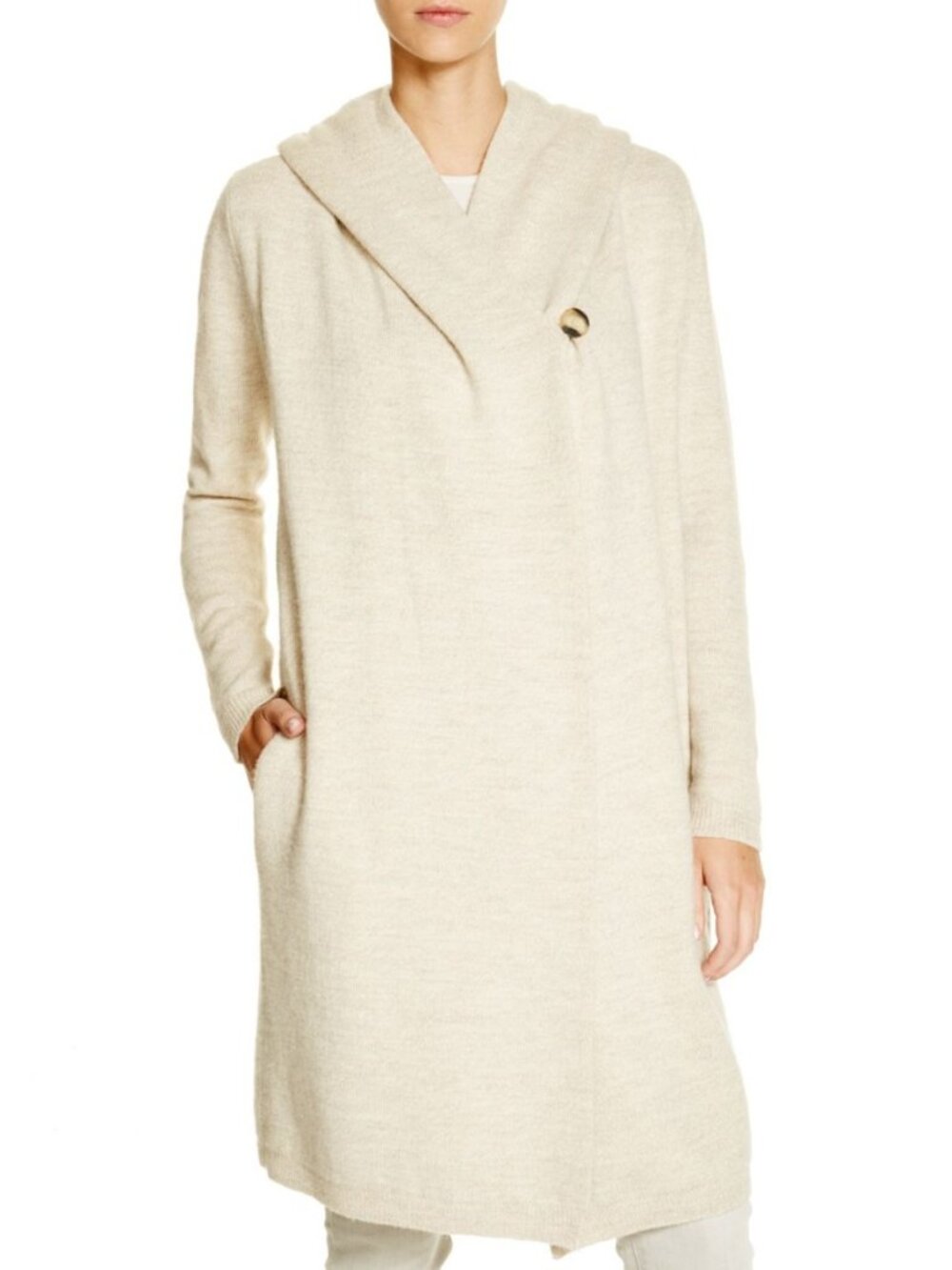 NWT Eileen Fisher Hooded Long Cardigan MED Merino Wool Yak Alpaca Knit Long SOFT